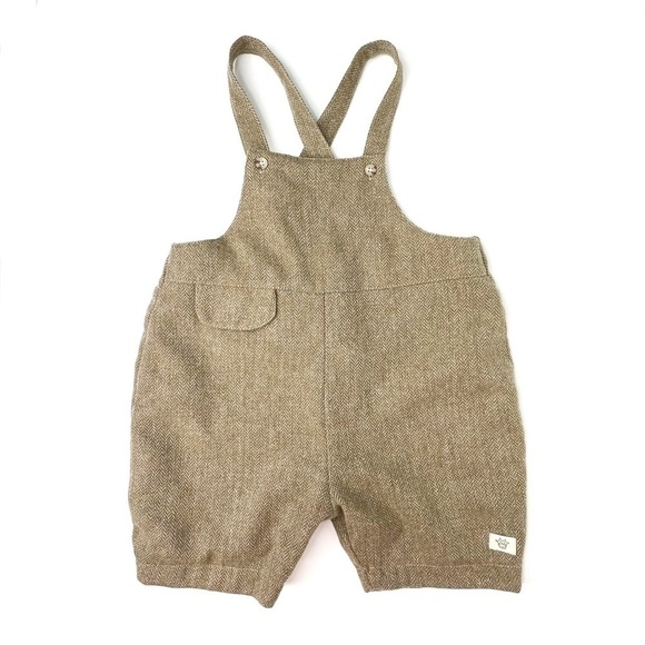 Vintage Marie Chantal Wool Overalls Shorts Romper Size 4 Tan Wool New NWT - Picture 8 of 8